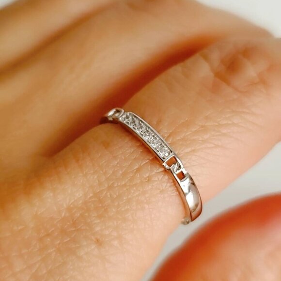 Chain Link Sterling Silver Ring, Simple Chain Ring, Stacking Ring, Minimalist - Picture 1 of 7